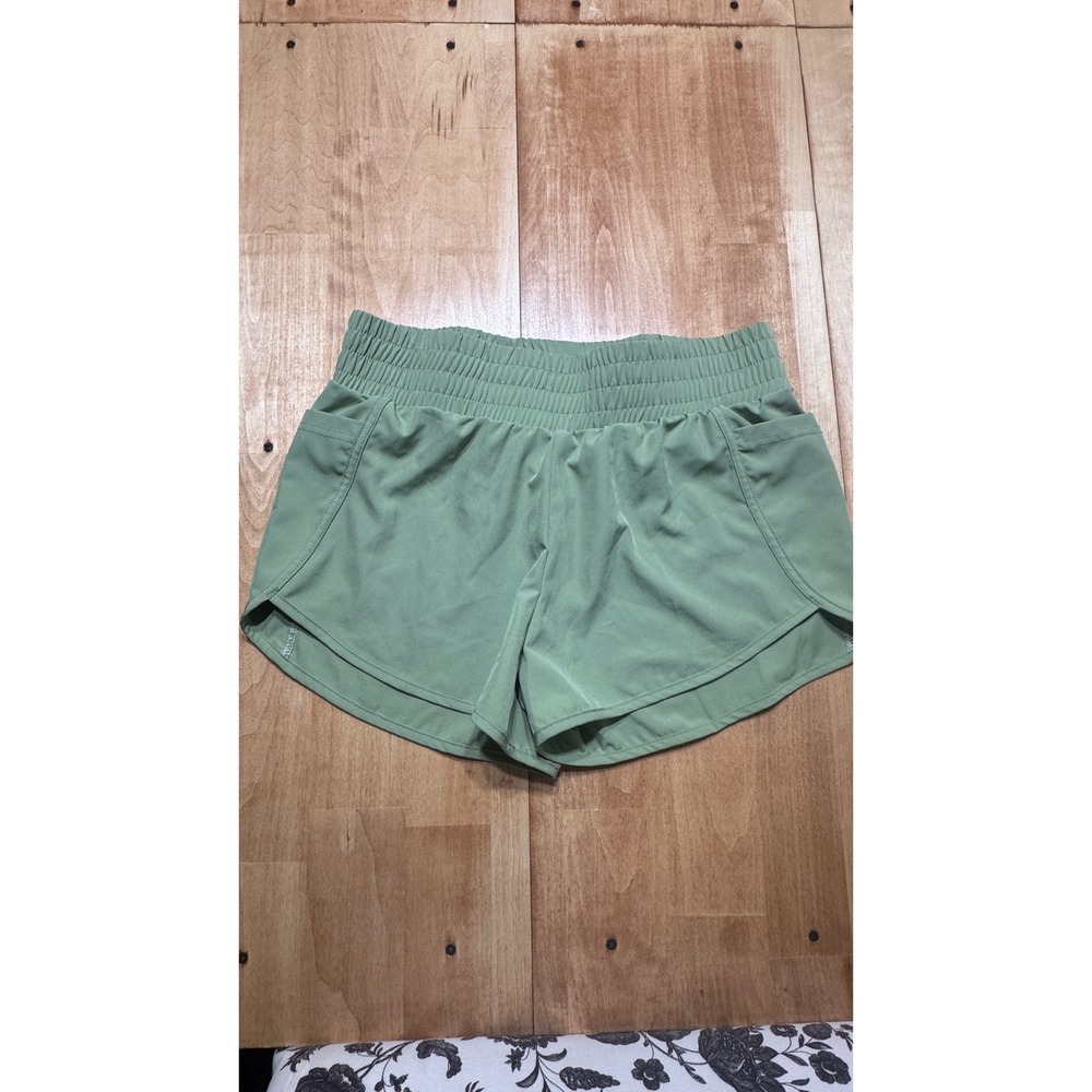 Raya Sun Womens Sage Green Smocked‎ High Waist Athletic Running Shorts Size M